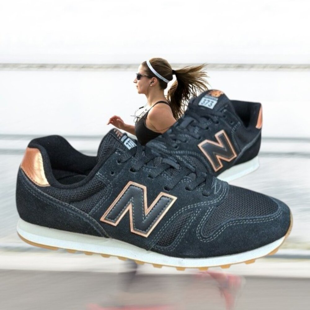 New Balance 373 Black Gold #XWL373CE2 Women's Trainers Running Sneakers Shoes 10